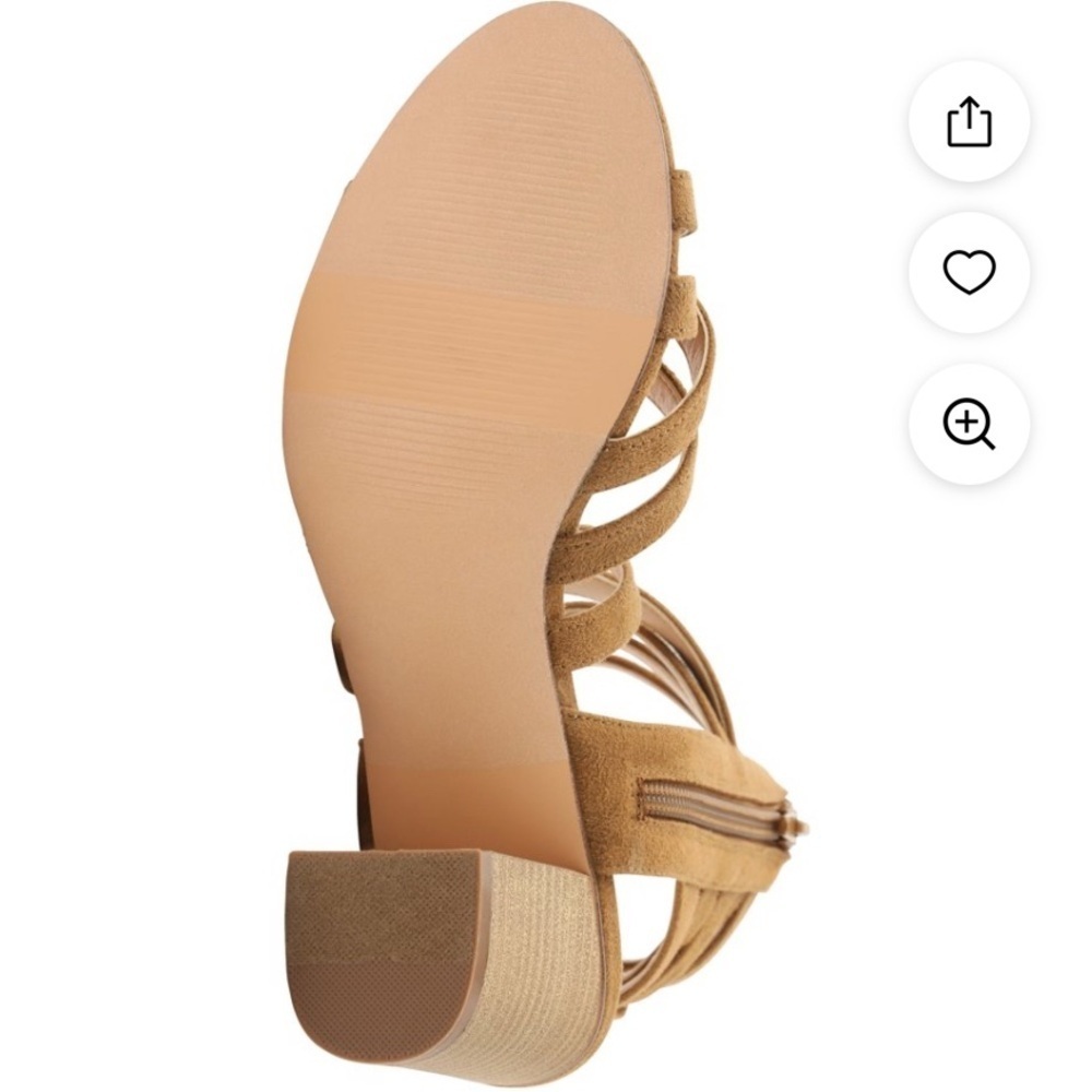 XOXO heeled strappy sandal, sz. 7.5, color is bone, 2.5" block heel.​​​ - Picture 5 of 8